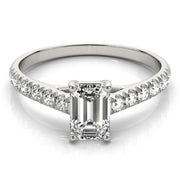 Sculpted Trellis Emerald Diamond Engagement Ring in 10K/14K gold and platinum with certified lab-grown or natural diamonds