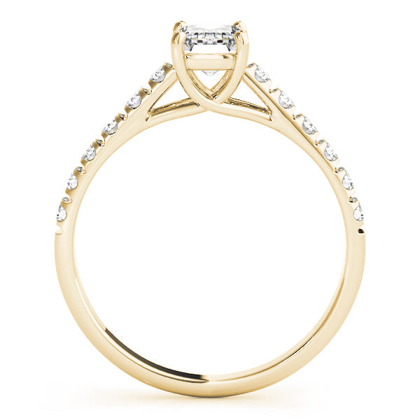 Sculpted Trellis Emerald Diamond Engagement Ring in 10K/14K gold and platinum with certified lab-grown or natural diamonds
