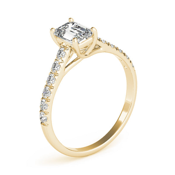 Sculpted Trellis Emerald Diamond Engagement Ring in 10K/14K gold and platinum with certified lab-grown or natural diamonds