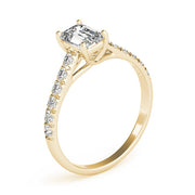 Sculpted Trellis Emerald Diamond Engagement Ring in 10K/14K gold and platinum with certified lab-grown or natural diamonds
