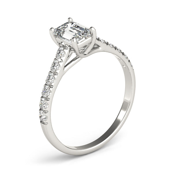 Sculpted Trellis Emerald Diamond Engagement Ring in 10K/14K gold and platinum with certified lab-grown or natural diamonds