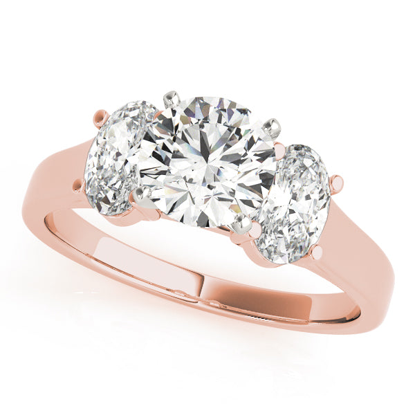 Oval Three Stone Diamond Engagement Ring in 10K/14K gold and platinum with certified lab-grown or natural diamonds