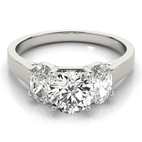 Oval Three Stone Diamond Engagement Ring in 10K/14K gold and platinum with certified lab-grown or natural diamonds