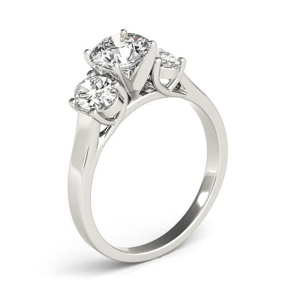 Oval Three Stone Diamond Engagement Ring in 10K/14K gold and platinum with certified lab-grown or natural diamonds