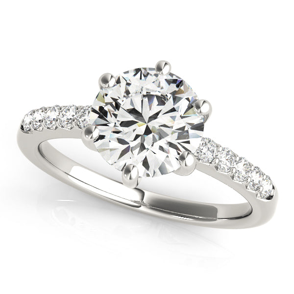 Romantic Prong-Set Round Diamond Engagement Ring in 10K/14K gold and platinum with certified lab-grown or natural diamonds