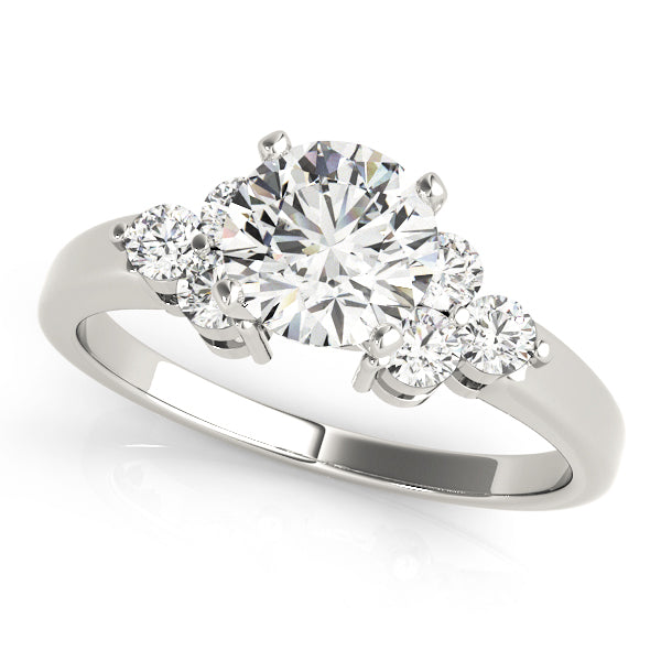 Lustrous Cluster Sides Round Diamond Engagement Ring in 10K/14K gold and platinum with certified lab-grown or natural diamonds