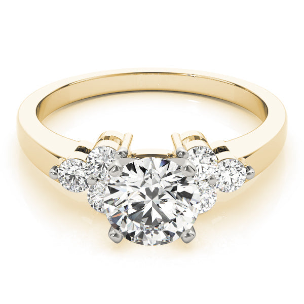 Lustrous Cluster Sides Round Diamond Engagement Ring in 10K/14K gold and platinum with certified lab-grown or natural diamonds