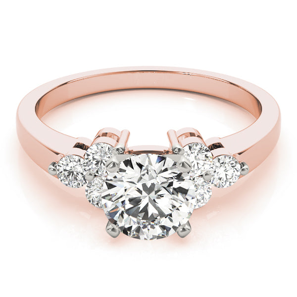Lustrous Cluster Sides Round Diamond Engagement Ring in 10K/14K gold and platinum with certified lab-grown or natural diamonds