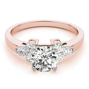 Lustrous Cluster Sides Round Diamond Engagement Ring in 10K/14K gold and platinum with certified lab-grown or natural diamonds