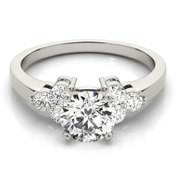 Lustrous Cluster Sides Round Diamond Engagement Ring in 10K/14K gold and platinum with certified lab-grown or natural diamonds