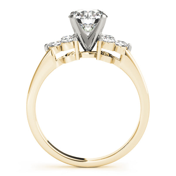 Lustrous Cluster Sides Round Diamond Engagement Ring in 10K/14K gold and platinum with certified lab-grown or natural diamonds