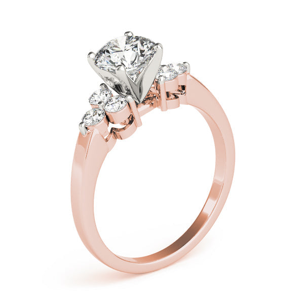 Lustrous Cluster Sides Round Diamond Engagement Ring in 10K/14K gold and platinum with certified lab-grown or natural diamonds