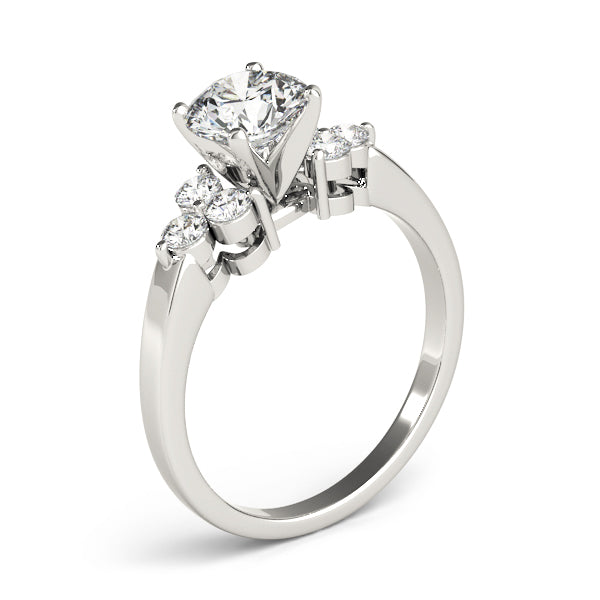 Lustrous Cluster Sides Round Diamond Engagement Ring in 10K/14K gold and platinum with certified lab-grown or natural diamonds