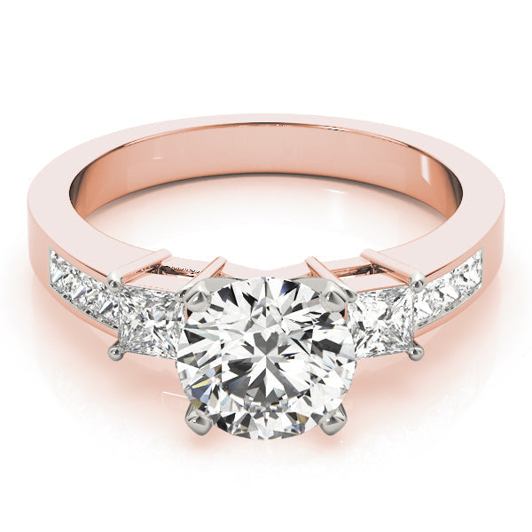 Opulent Three-Stone Princess Diamond Engagement Ring in 10K/14K gold and platinum with certified lab-grown or natural diamonds