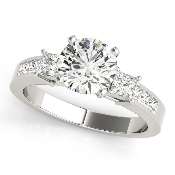 Opulent Three-Stone Princess Diamond Engagement Ring in 10K/14K gold and platinum with certified lab-grown or natural diamonds