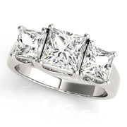 Gold & Platinum Princess Diamond Three Stone Ring in 10K/14K gold and platinum with certified lab-grown or natural diamonds