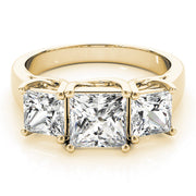 Gold & Platinum Princess Diamond Three Stone Ring in 10K/14K gold and platinum with certified lab-grown or natural diamonds