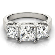Gold & Platinum Princess Diamond Three Stone Ring in 10K/14K gold and platinum with certified lab-grown or natural diamonds