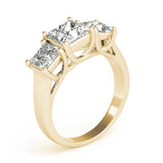 Gold & Platinum Princess Diamond Three Stone Ring in 10K/14K gold and platinum with certified lab-grown or natural diamonds
