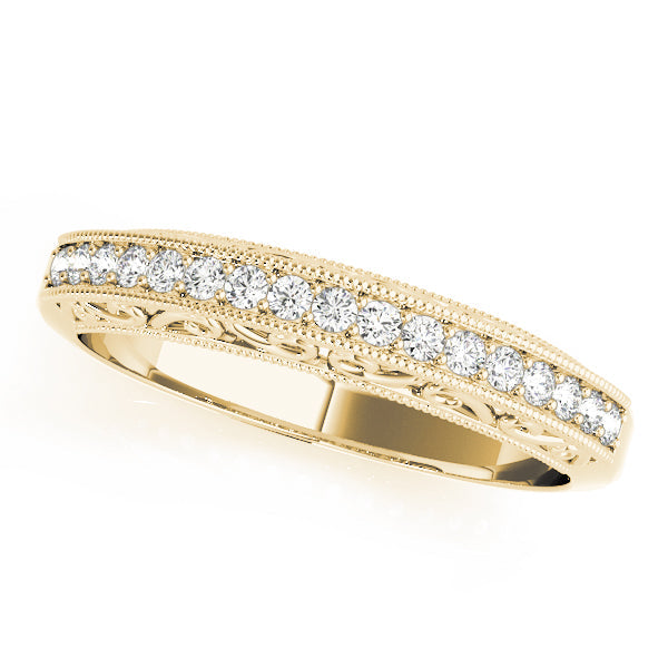 Vintage-Inspired Milgrain Half Eternity Ring in 10K/14K gold and platinum with certified lab-grown or natural diamonds
