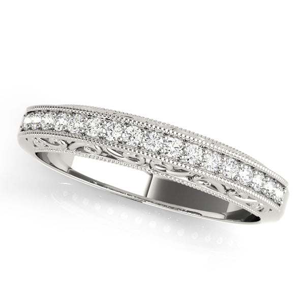 Vintage-Inspired Milgrain Half Eternity Ring in Gold & Platinum