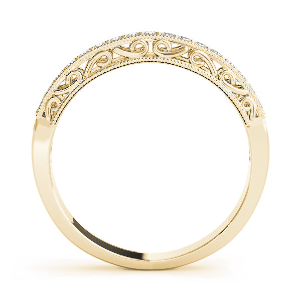 Vintage-Inspired Milgrain Half Eternity Ring in Gold & Platinum