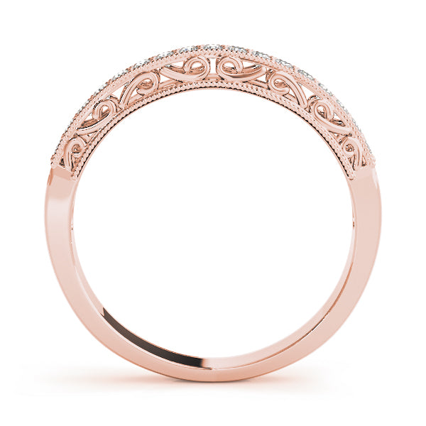 Vintage-Inspired Milgrain Half Eternity Ring in Gold & Platinum