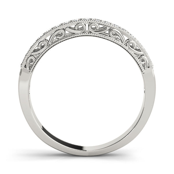 Vintage-Inspired Milgrain Half Eternity Ring in Gold & Platinum