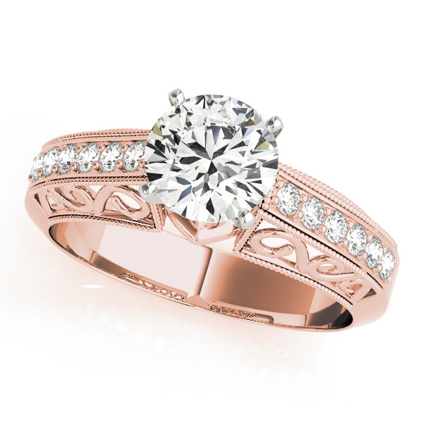 Eternal Antique Round Diamond Engagement Ring in 10K/14K gold and platinum with certified lab-grown or natural diamonds