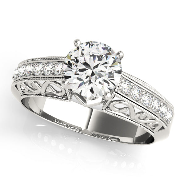 Eternal Antique Round Diamond Engagement Ring in 10K/14K gold and platinum with certified lab-grown or natural diamonds