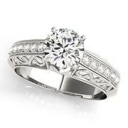 Eternal Antique Round Diamond Engagement Ring in 10K/14K gold and platinum with certified lab-grown or natural diamonds