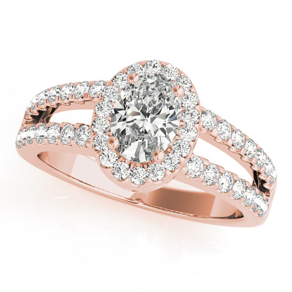 Enchanted Halo Oval Diamond Engagement Ring in 10K/14K gold and platinum with certified lab-grown or natural diamonds