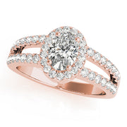 Enchanted Halo Oval Diamond Engagement Ring in 10K/14K gold and platinum with certified lab-grown or natural diamonds