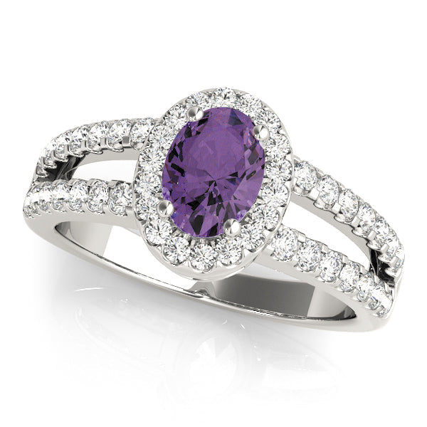 Enchanted Halo Oval Diamond Engagement Ring in 10K/14K gold and platinum with certified lab-grown or natural diamonds