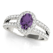 Enchanted Halo Oval Diamond Engagement Ring in 10K/14K gold and platinum with certified lab-grown or natural diamonds