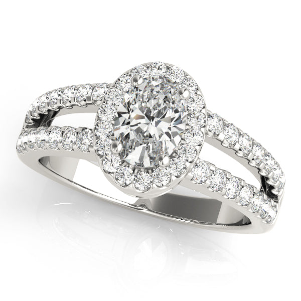 Enchanted Halo Oval Diamond Engagement Ring in 10K/14K gold and platinum with certified lab-grown or natural diamonds