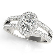 Enchanted Halo Oval Diamond Engagement Ring in 10K/14K gold and platinum with certified lab-grown or natural diamonds