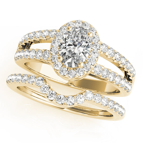 Enchanted Halo Oval Diamond Engagement Ring in 10K/14K gold and platinum with certified lab-grown or natural diamonds