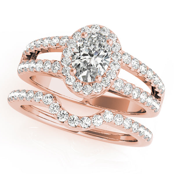 Enchanted Halo Oval Diamond Engagement Ring in 10K/14K gold and platinum with certified lab-grown or natural diamonds