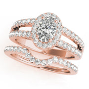 Enchanted Halo Oval Diamond Engagement Ring in 10K/14K gold and platinum with certified lab-grown or natural diamonds