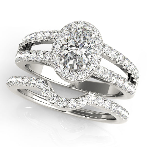 Enchanted Halo Oval Diamond Engagement Ring in 10K/14K gold and platinum with certified lab-grown or natural diamonds