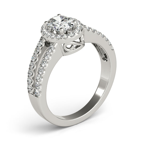 Enchanted Halo Oval Diamond Engagement Ring in 10K/14K gold and platinum with certified lab-grown or natural diamonds