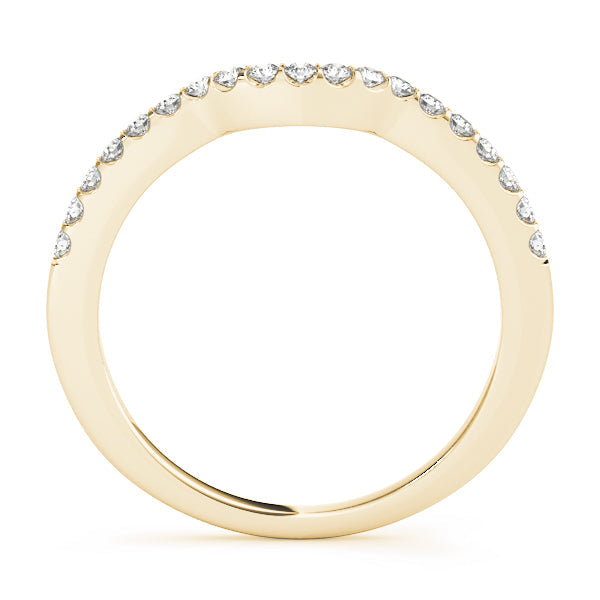 Shared Prong Curved Half Eternity Ring in Gold & Platinum