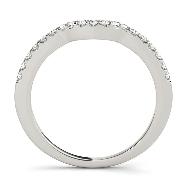 Shared Prong Curved Half Eternity Ring in Gold & Platinum