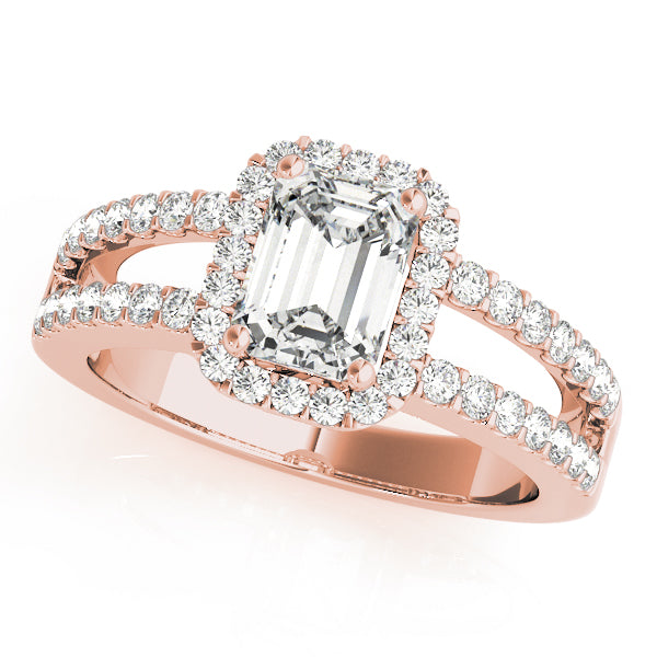 Devoted Halo Emerald Diamond Engagement Ring in 10K/14K gold and platinum with certified lab-grown or natural diamonds