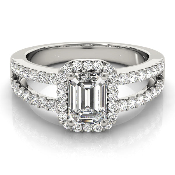 Devoted Halo Emerald Diamond Engagement Ring in 10K/14K gold and platinum with certified lab-grown or natural diamonds