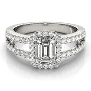 Devoted Halo Emerald Diamond Engagement Ring in 10K/14K gold and platinum with certified lab-grown or natural diamonds