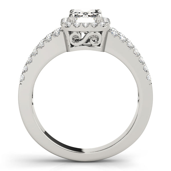 Devoted Halo Emerald Diamond Engagement Ring in 10K/14K gold and platinum with certified lab-grown or natural diamonds