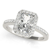 Adored Halo Emerald Diamond Engagement Ring in 10K/14K gold and platinum with certified lab-grown or natural diamonds