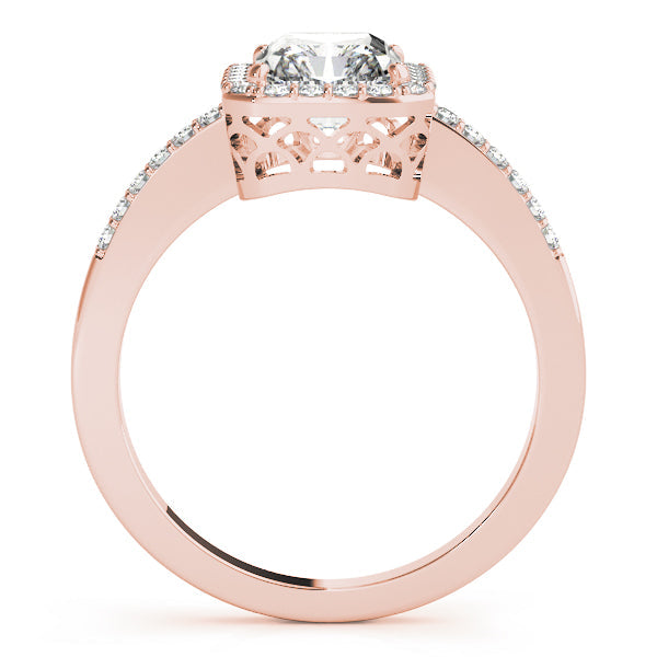 Adored Halo Emerald Diamond Engagement Ring in 10K/14K gold and platinum with certified lab-grown or natural diamonds